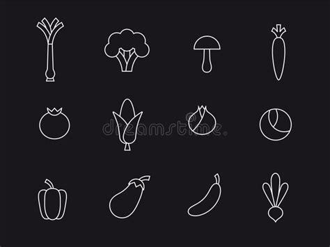 Vegetable Icons Black And White Stock Vector Illustration Of Icons