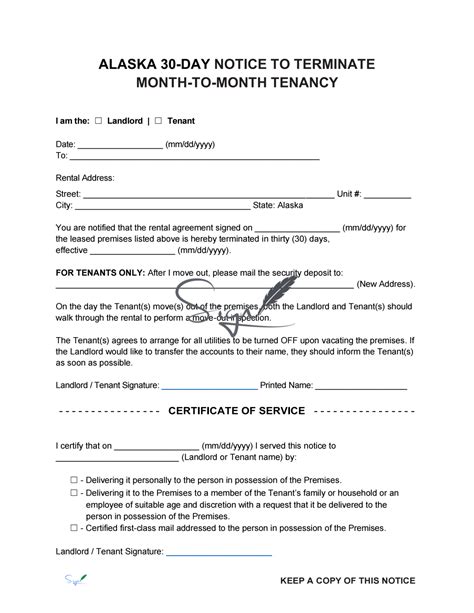 Alaska Day Notice To Terminate Month To Month Tenancy Templates Bio