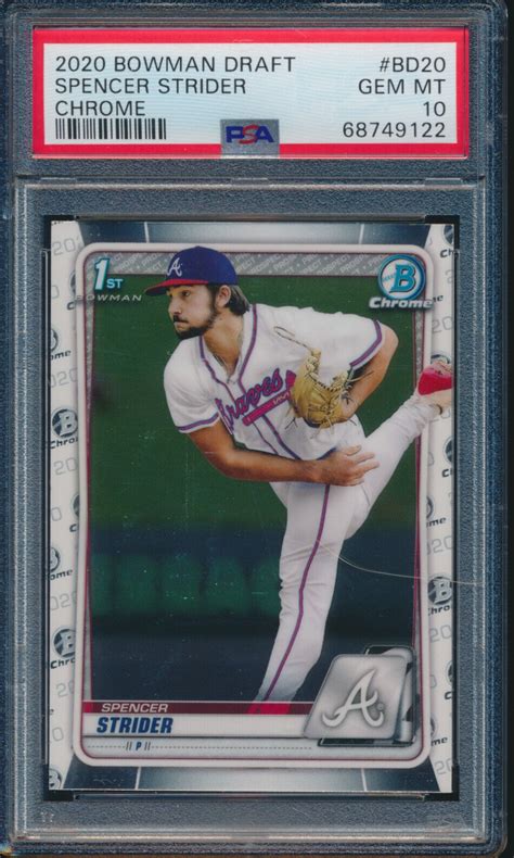 PSA 10 SPENCER STRIDER 1st 2020 Bowman Chrome Draft BRAVES Rookie RC