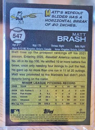 2022 Topps Heritage High Number Matt Brash RC 547 Seattle Mariners EBay