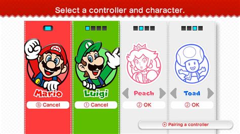 Select A Controller And Character Super Mario 3d World Interface In