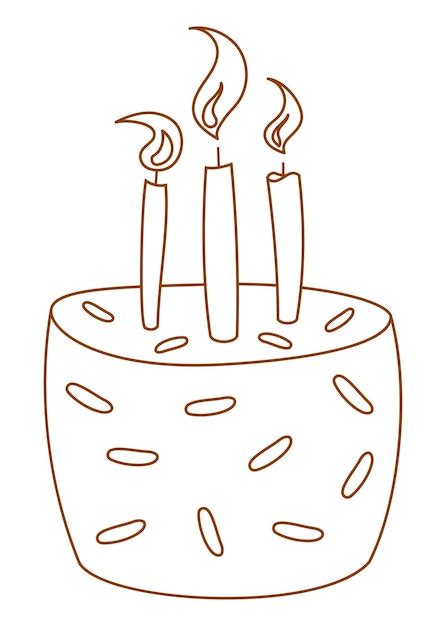 Dibujar A Mano Un Dulce Pastel De Cumplea Os Con Velas Aisladas Sobre