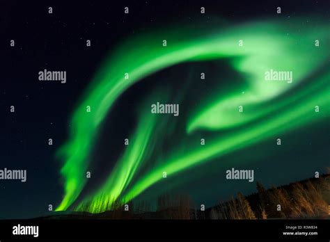 Aurora Borealis Northern Lights Near Fairbanks Alaska Stock Photo