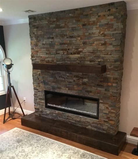 Stacked Stone Electric Fireplace - Monk's Home Improvements in NJ