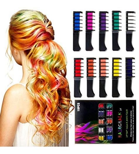 10 Color Temporary Hair Color Chalk Comb Set Washable Hair Chalk