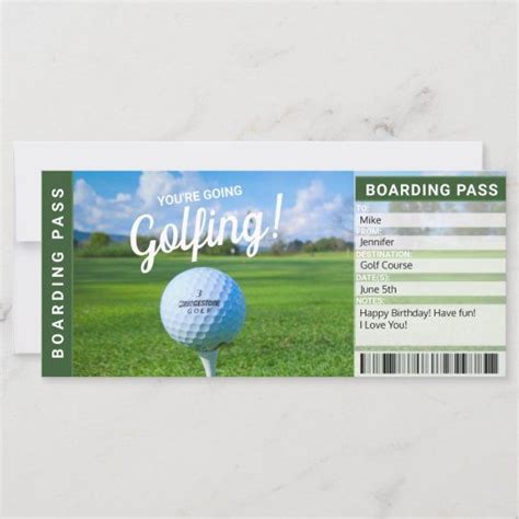 Golfing Gift Certificate Boarding Pass Zazzle Gift Certificates