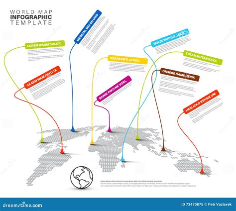 Infographic Light World Map With Pointer Marks Stock Vector