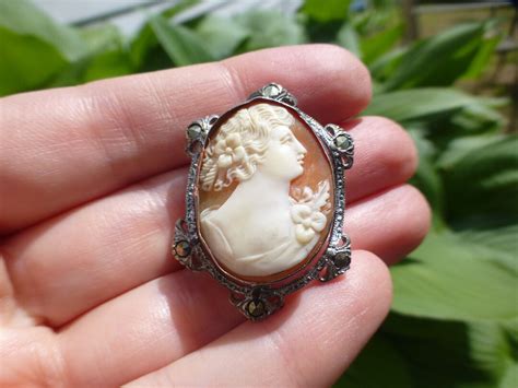 Antique Victorian Sterling Cameo Brooch Antique Brooch 1890s Unusual