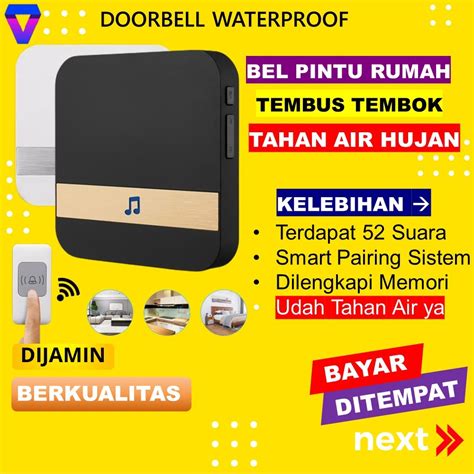 Jual Bel Rumah Tanpa Kabel Jarak Jauh Bell Rumah Wireless Waterproof