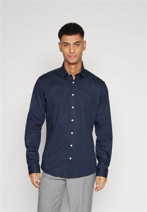 Lindbergh Plain Shirt Chemise Classique Navy Bleu Marine Zalando Fr