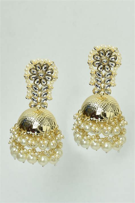 Buy Naintara Bajaj Textured Pearl Drop Jhumka Earrings Online Aza