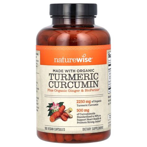 NatureWise Organic Turmeric Curcumin 180 Vegan Capsules