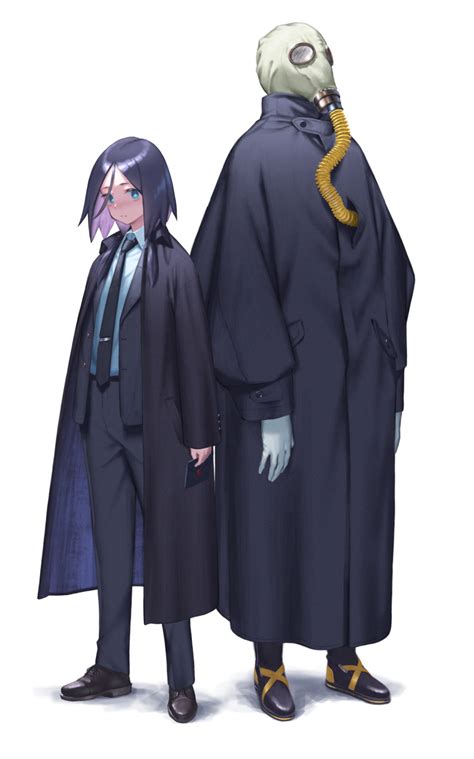 Safebooru 1boy 1girl 1other Absurdres Black Footwear Black Necktie Black Pants Blue Eyes