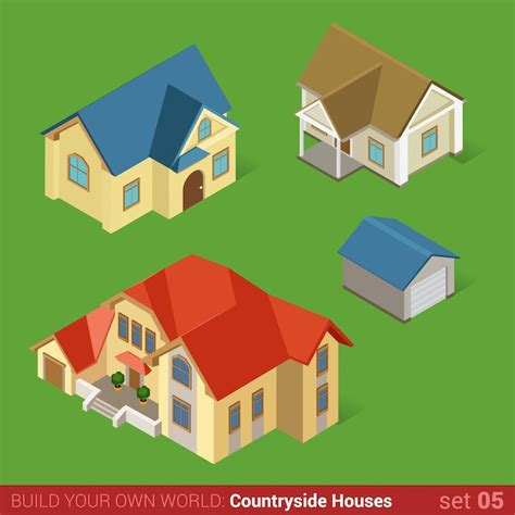 Free Vector Architecture Classic Countryside Houses Buildings Flat