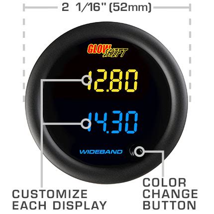 Glowshift Black Color Dual Digital Wideband Air Fuel Ratio Gauge