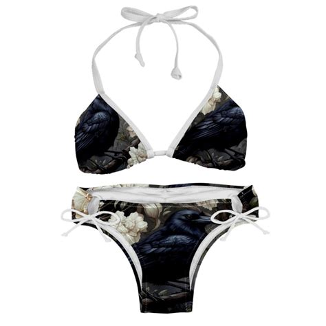 Crow Women S Swimwear Bikini Set With Detachable Sponge And Adjustable