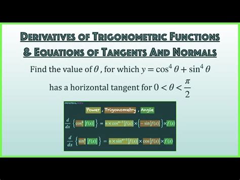 Derivatives Of Trigonometric Functions Tangents Normals O Level