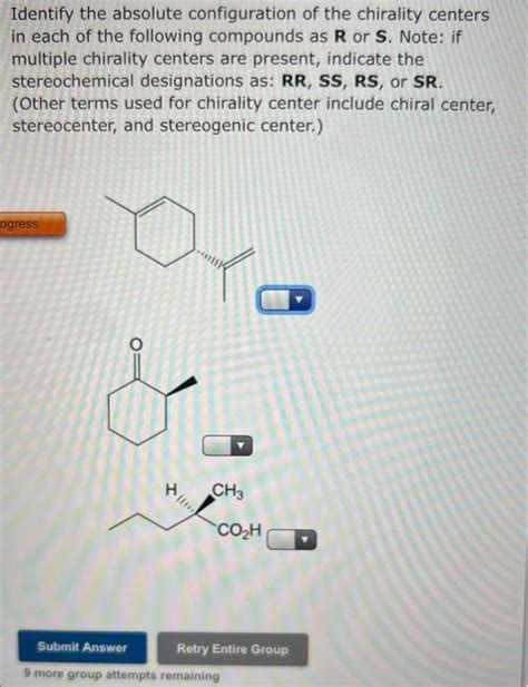 Solved Identify The Absolute Configuration Of The Chirality Chegg