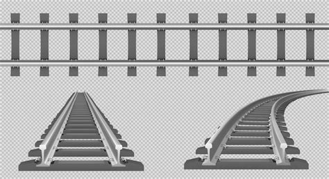 Trilhos De Trem Linha F Rrea Reta E Curva Na Vista Superior E Em