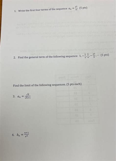 Solved 1 Write The First Four Terms Of The Sequence