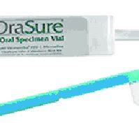 4: Wipe saliva collection tool: OraSure ® ; white pad collector on blue ...