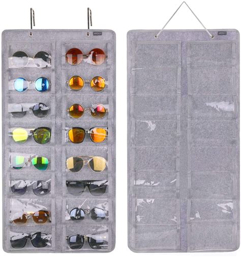 Tingor Sunglasses Organizer Storage Hanging Dust Proof Wall Pocket Glasses Organizer 16 Felt