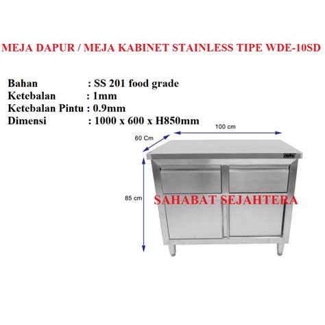 Jual Meja Kabinet Stainless Steel Meja Dapur Meja Kerja TIPE WDE