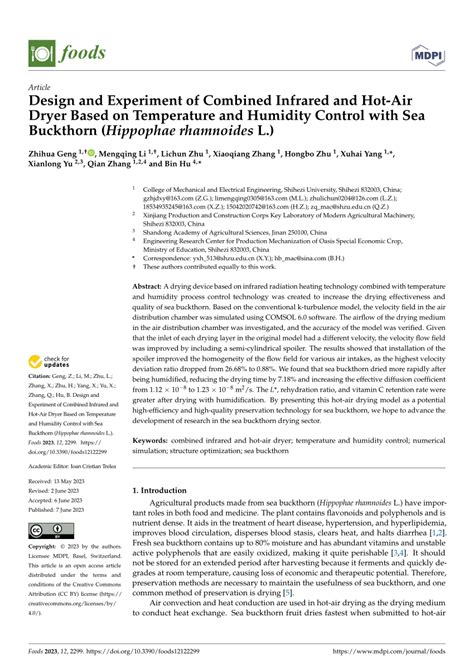 PDF Design And Experiment Of Combined Infrared And Hot Air Dryer Based On Temperature And