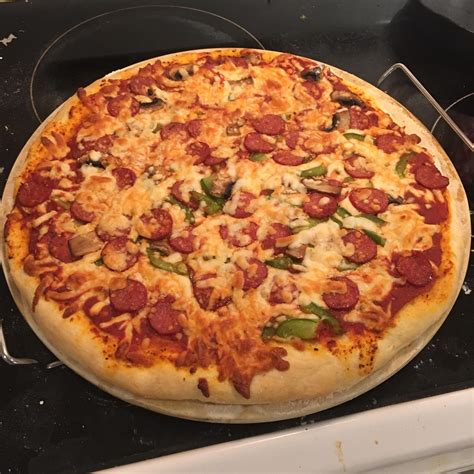 Homemade Pepperoni Green Pepper And Mushroom Pizza Rfood