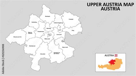 Fototapeta mapa świata dla dzieci Upper Austria Map State and district