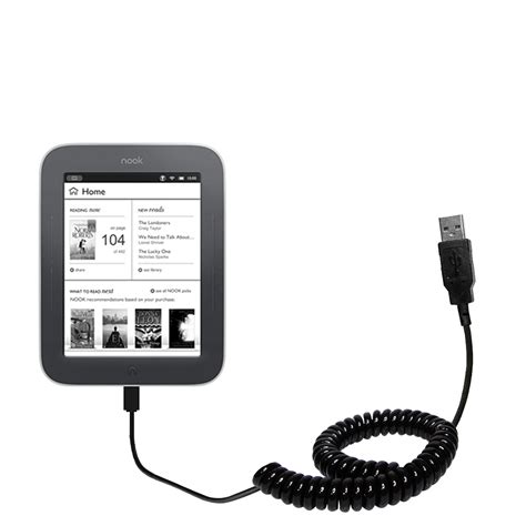 Coiled Power Hot Sync Usb Cable Suitable For The Barnes And Noble Nook Simple Touch With Both