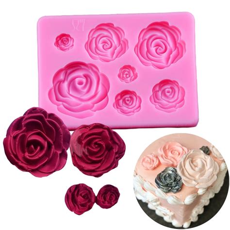 Pcs Plastic Rose Flower Cake Fondant Icing Tools Mould Sugarcraft Dec