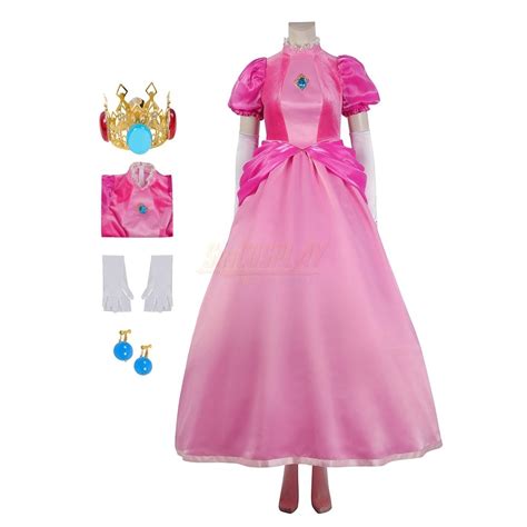 Princess Peach Costume Princess Peach Pink Dress For Cosplay