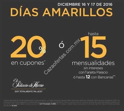 Días Amarillos Palacio de Hierro diciembre 16 y 17 20 en cupones ó