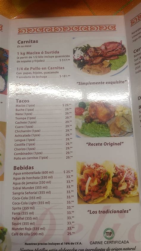 Carta Del Restaurante Los Tolucos Ciudad Del M Xico C Juan E