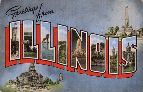 Greetings From Illinois Large Letter Postcard Postcard Art