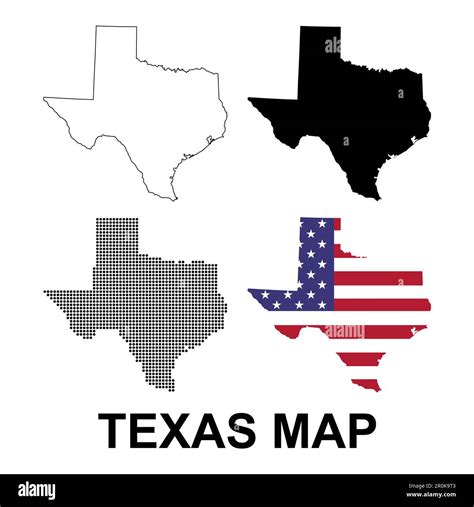 Set Of Texas Map Shape United States Of America Flat Concept Vector Illustration Stock Vector