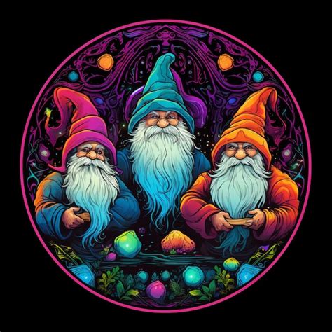 Premium Photo Three Gnomes With Colorful Hats And Long Beards Are