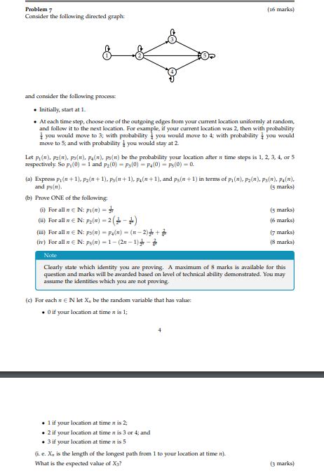Solved Problem 7 Consider the following directed graph (16 | Chegg.com 