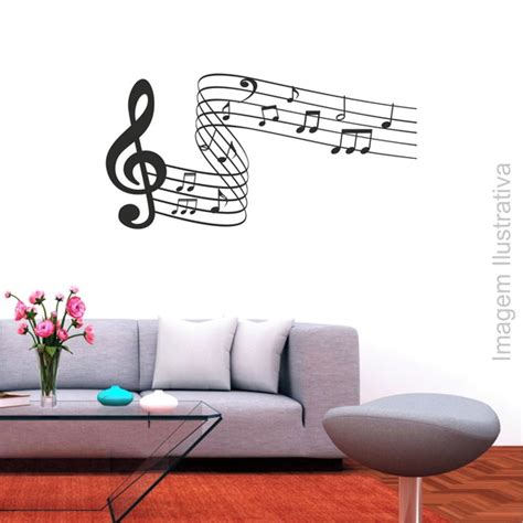 Adesivo Decorativo Parede Sala Quarto Musica Notas Claves Elo