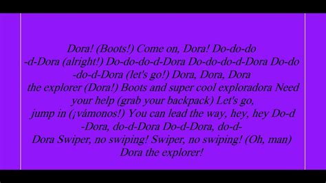 Dora The Explorer Theme Song Lyrics Youtube