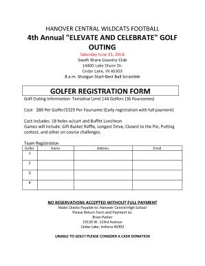 Fillable Online Golf Outing Golfer Registration Form Fax Email Print