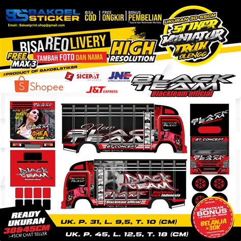 Jual STIKER MINIATUR TRUK OLENG MOTIF BLACK TEAM UK 45 30CM Shopee