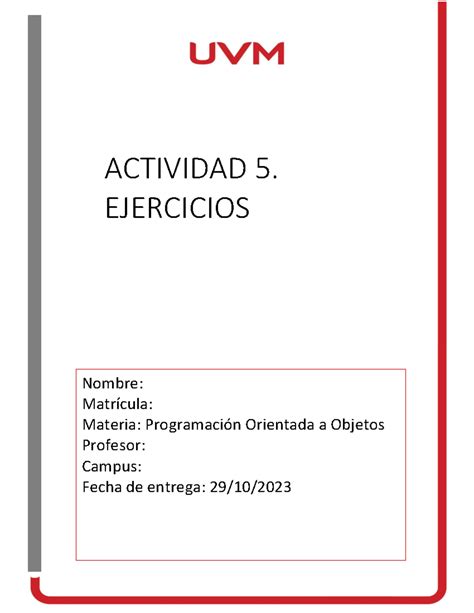 A Ejercicios Actividad Ejercicios Nombre Matr Cula Materia