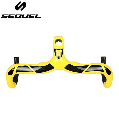 2017 hot sale fluorescent yellow glossy carbon bike handlebar bicycle accessories bike bar ...