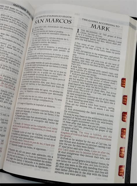 Biblia Bilingue Rvr Kjv Letra Grande Puntos Piel Fabricada