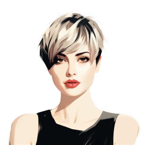 Abstract Vector Illustration Of Young Woman With Short Haircut