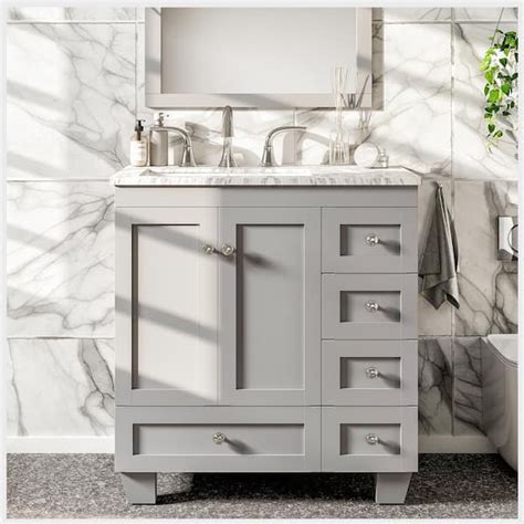 Eviva Acclaim 28 In Single Sink Gray Bath Vanity With White Carrara