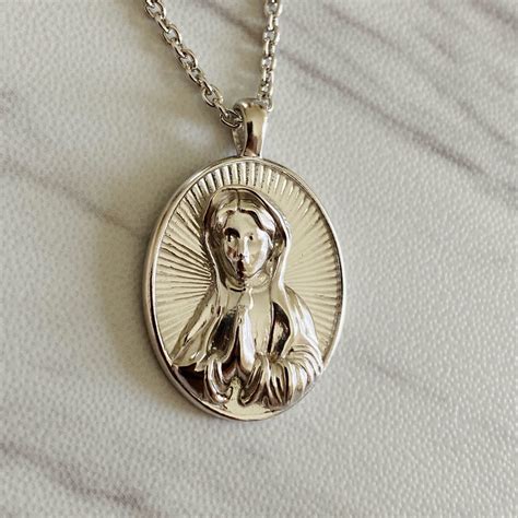 Mother Mary Necklace Sterling Silver Mother Mary Necklace Etsy