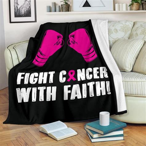 Breast Cancer Blanket Fight Cancer Fleece Blanket Fight Etsy